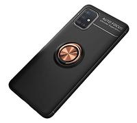 NALIA Housse avec Bague Compatible avec Samsung Galaxy A71 Coque, Silicone Protection Anneau Rotation de 360 Degres, Support de Voiture Magnetique Anti-Choc Case Slim Gel Cover, Couleur:Rose Gold Or