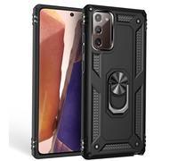 NALIA Housse avec Bague Compatible avec Samsung Galaxy Note 20 Coque, Anti-Choc Etui avec Anneau Rotation 360°, Cover Rigide & Silicone Bumper, Case pour Support de Voiture Magnetique, Couleur:Noir