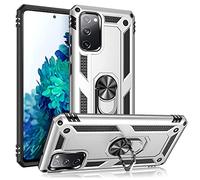 NALIA Housse avec Bague Compatible avec Samsung Galaxy S20 FE Coque, Anti-Choc Etui avec Anneau Rotation 360°, Cover Rigide & Silicone Bumper, Case pour Support de Voiture Magnetique, Couleur:Argent