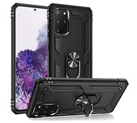 NALIA Housse avec Bague Compatible avec Samsung Galaxy S20 Plus Coque, Anti-Choc Etui avec Anneau Rotation 360°, Cover Rigide & Silicone Bumper, Case pour Support Voiture Magnetique, Couleur:Noir
