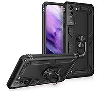 NALIA Housse avec Bague Compatible avec Samsung Galaxy S21 Plus Coque, Anti-Choc Etui avec Anneau Rotation 360°, Rigide & Silicone Bumper, Slim Case pour Support de Voiture Magnetique, Couleur:Noir