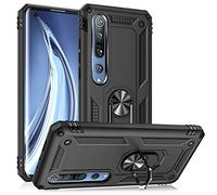 NALIA Housse avec Bague Compatible avec Xiaomi Mi 10 / Mi 10 Pro Coque, Anti-Choc Etui avec Anneau Rotation 360°, Cover Rigide & Silicone Bumper, Case pour Support Voiture Magnetique, Couleur:Noir