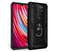 NALIA Housse avec Bague Compatible avec Xiaomi Redmi Note 8 Pro Coque, Anti-Choc Protection Support de Voiture Magnetique, Anneau Rotation de 360 Degres, Cover Rigide & Silicone Bumper, Couleur:Noir