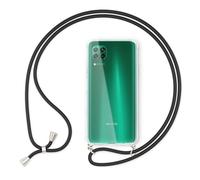 NALIA Housse avec Cordon Compatible avec Huawei P40 Lite Coque, Transparent Protection Hard-Case & Tour de Cou Lanière en Corde, Anti-Choc Necklace Cover Collier Etui Dure Protege, Couleur:Noir