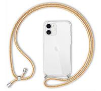 NALIA Housse avec Cordon Compatible avec iPhone 12 Mini Coque, Transparent Protection Hardcase & Tour de Cou Lanière en Corde, Anti-Choc Case Necklace Cover Etui Dure Mince Coq, Couleur:Arc en Ciel