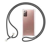 NALIA Housse avec Cordon Compatible avec Samsung Galaxy Note 20 Coque, Transparent Protection Hard-Case & Tour de Cou Lanière en Corde, Anti-Choc Necklace Cover Collier Etui Dure, Couleur:Noir