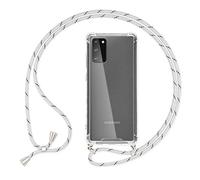 NALIA Housse avec Cordon Compatible avec Samsung Galaxy S20 Coque, Transparent Protection Hard-Case & Tour de Cou Lanière en Corde, Mince Anti-Choc Necklace Cover Collier Etui Dure, Couleur:Blanc