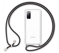 NALIA Housse avec Cordon Compatible avec Samsung Galaxy S20 FE Coque, Transparent Protection Hardcase & Tour de Cou Lanière en Corde, Anti-Choc Case Necklace Cover Etui Dure Coq, Couleur:Noir