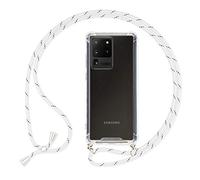 NALIA Housse avec Cordon Compatible avec Samsung Galaxy S20 Ultra Coque, Transparent Protection Hard-Case & Tour de Cou Lanière en Corde, Anti-Choc Necklace Cover Collier Etui Dure, Couleur:Blanc