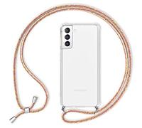 NALIA Housse avec Cordon Compatible avec Samsung Galaxy S21 Coque, Transparent Protection Hardcase & Tour de Cou Lanière en Corde, Anti-Choc Case Necklace Cover Etui Dure Mince, Couleur:Arc en Ciel