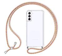 NALIA Housse avec Cordon Compatible avec Samsung Galaxy S21 Plus Coque, Transparent Protection Hardcase & Tour de Cou Lanière en Corde, Anti-Choc Case Necklace Cover Etui Mince, Couleur:Arc en Ciel