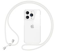 NALIA Housse Claire avec Cordon Compatible avec iPhone 16 Pro Max Coque, Etui Transparent avec Chaîne, Hybrid Cover Dur & Cadre Silicone, Sangle Ajustable Anti-Jaune Anti-Choc, Couleur:Blanc