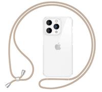 NALIA Housse Claire avec Cordon Compatible avec iPhone 16 Pro Max Coque, Etui Transparent avec Chaîne, Hybrid Cover Dur & Cadre Silicone, Sangle Ajustable Anti-Jaune Anti-Choc, Couleur:Beige