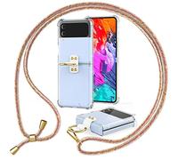 NALIA Housse Claire avec Cordon Compatible avec Samsung Galaxy Z Flip4 Coque, Cover Transparent avec Anneau & Tour de Cou Lanière, Arrière Dure Robuste & Cadre Silicone Anti-Choc, Couleur:Arc en Ciel
