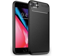 NALIA Housse de portable pour iPhone SE 2022 / SE 2020 / 8 / 7, Carbon Case silicone Cover Protection