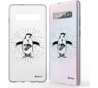 NALIA Housse de portable pour Samsung Galaxy S10, Slim Silikon Hülle Motiv Case Cover Be Cool Pinguin