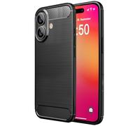 NALIA Housse de Protection Aspect Carbone Compatible avec iPhone 16 Coque, Étui en Silicone Noir-Mat avec Texture Fibre De Carbone, Anti-Empreintes Case Cover Mince Souple Couverture Élégant Slim