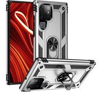 NALIA Housse de style militaire en forme d'anneau pour Samsung Galaxy S24 Ultra Housse, extrêmement robuste et résistante aux chocs, housse de protection extérieure argentée