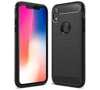 NALIA Housse Design Compatible avec Apple iPhone XR Coque, Aspect Carbone Mince Protection Silicone avec Texture Fibre de Carbone, Slim Case Anti-Choc Cover Protege Couverture Bumper, Couleur:Noir