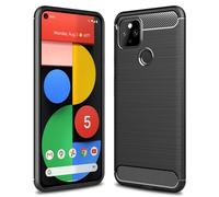 NALIA Housse Design Compatible avec Google Pixel 5 Coque, Aspect Carbone Mince Protection Silicone avec Texture Fibre de Carbone, Slim Case Anti-Choc Cover Protege Couverture Souple Bumper - Noir