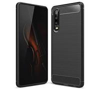 NALIA Housse Design compatible avec Huawei P30 Coque, Aspect Carbone Mince Protection Silicone avec Texture Fibre de Carbone, Slim Case Anti-Choc Cover Protege Couverture Souple Portable Bumper - Noir
