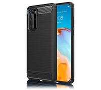 NALIA Housse Design Compatible avec Huawei P40 Pro Coque, Aspect Carbone Mince Protection Silicone avec Texture Fibre de Carbone, Slim Case Anti-Choc Cover Protege Couverture Souple Bumper - Noir