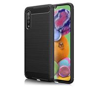 NALIA Housse Design Compatible avec Samsung Galaxy A90 5G Coque, Aspect Carbone Mince Protection Silicone avec Texture Fibre de Carbone, Slim Case Anti-Choc Cover Protege Couverture Bumper - Noir