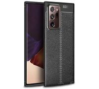 NALIA Housse Design Compatible avec Samsung Galaxy Note 20 Ultra Coque, Aspect Cuir Mince Protection Silicone Anti-Choc Couverture, Slim Case Cover Téléphone Portable Bumper Souple Incassable - Noir