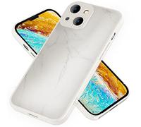 NALIA Housse en Verre Aspect Marbre Compatible avec iPhone 14 Plus Coque, Anti-Éclats Anti-Traces de Doigts Touche Soie Mate, 9H Tempered Glass Hardcase & Cadre Silicone, Cover Rigide, Couleur:Blanc