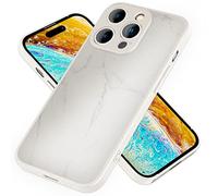NALIA Housse en Verre Aspect Marbre compatible avec iPhone 14 Pro Max Coque, Anti-Éclats Anti-Traces de Doigts Touche Soie Mate, 9H Tempered Glass Hardcase & Cadre Silicone, Mince Cover, Couleur:Blanc