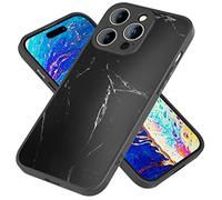 NALIA Housse en Verre Aspect Marbre Compatible avec iPhone 14 Pro Max Coque, Anti-Éclats Anti-Traces de Doigts Touche Soie Mate, 9H Tempered Glass Hardcase & Cadre Silicone, Mince Cover, Couleur:Noir