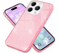 NALIA Housse hybride pailletée pour iPhone 16 Pro Max, Housse renforcée en silicone pour téléphone portable, Housse brillante pailletée Cover Pink