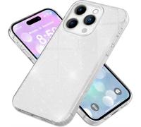 NALIA Housse hybride pailletée pour iPhone 16 Pro Max, Housse renforcée en silicone pour téléphone portable, Housse brillante pailletée Cover Silver