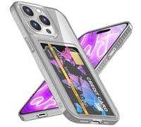NALIA Housse Neon avec Porte-Cartes Compatible avec iPhone 16 Pro Coque, Étui Transparent avec Fente pour Cartes de Crédit, Couverture Silicone Flexible Souple Fin Couleur Vive, Couleur:Gris