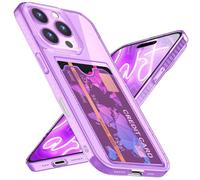 NALIA Housse Neon avec Porte-Cartes Compatible avec iPhone 16 Pro Max Coque, Étui Transparent avec Fente pour Cartes de Crédit, Couverture Silicone Flexible Souple Couleur Vive, Couleur:Violet
