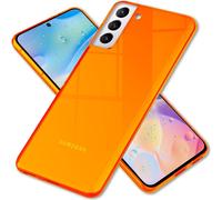 NALIA Housse néon claire pour Samsung Galaxy S22 Plus, transparente multicolore lumineuse anti-jaune, fine et résistante Cover Case Orange