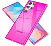 NALIA Housse néon claire pour Samsung Galaxy S22 Ultra, Transparente Multicolore Lumineux, Housse de protection fine Cover Rose