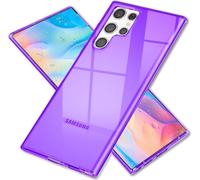 NALIA Housse néon claire pour Samsung Galaxy S22 Ultra, Transparente Multicolore Lumineux, Housse de protection fine Cover Lila