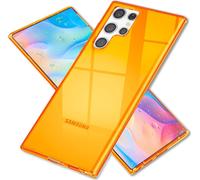 NALIA Housse néon claire pour Samsung Galaxy S22 Ultra, Transparente Multicolore Lumineux, Housse fine Cover Orange