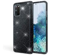 NALIA Housse Paillettes Compatible avec Samsung Galaxy S20 Coque, Brillante Bling Silicone Gel Anti-Choc Cover, Slim Glitter Case Strass Couverture Protege Bumper Resistant, Couleur:Noir