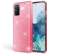 NALIA Housse Paillettes Compatible avec Samsung Galaxy S20 Coque, Brillante Bling Silicone Gel Anti-Choc Cover, Slim Glitter Case Strass Couverture Protege Bumper Resistant, Couleur:Rose