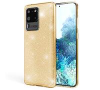 NALIA Housse Paillettes Compatible avec Samsung Galaxy S20 Ultra Coque, Brillante Bling Silicone Gel Anti-Choc Cover, Slim Glitter Case Strass Couverture Protege Bumper Resistant, Couleur:Gold Or