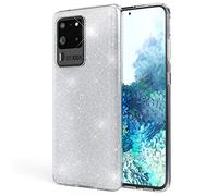 NALIA Housse Paillettes Compatible avec Samsung Galaxy S20 Ultra Coque, Brillante Bling Silicone Gel Anti-Choc Cover, Slim Glitter Case Strass Couverture Protege Bumper Resistant, Couleur:Argent