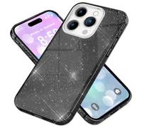 NALIA Housse Paillettes Scintillantes Compatible avec iPhone 16 Pro Coque, Étui Brillant Diamant Glitter Cover Bling Case, Couverture de Protection Hybride Robuste Silicone Anti-Choc, Couleur:Noir