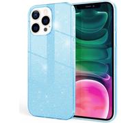 NALIA Housse robuste à paillettes pour iPhone 13 Pro, Housse hybride brillante antichoc Housse en silicone renforcé bleu