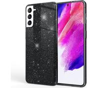 NALIA Housse robuste à paillettes pour Samsung Galaxy S21 FE, Brillant Hybride Housse de protection Renforcée en Silicone Noir
