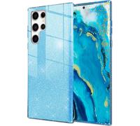 NALIA Housse robuste à paillettes pour Samsung Galaxy S22 Ultra, Brillant Hybride Housse de protection Renforcée en Silicone Bleu