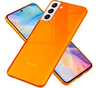 NALIA Housse silicone claire néon pour Samsung Galaxy S21 FE, Transparent Multicolore Lumineux Anti-Jaune Non Jaunissant, Housse robuste pour téléphone portable Orange