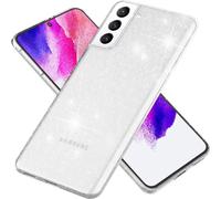 NALIA Housse transparente à paillettes pour Samsung Galaxy S21 FE, Transparent non jaunissant