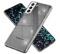 NALIA Housse transparente à paillettes pour Samsung Galaxy S22, Transparent Non-jaunissant Noir